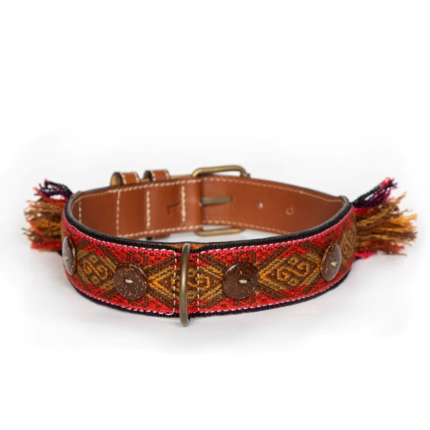 Honden Halsband Mashi Bruin Met Bruine Knopen