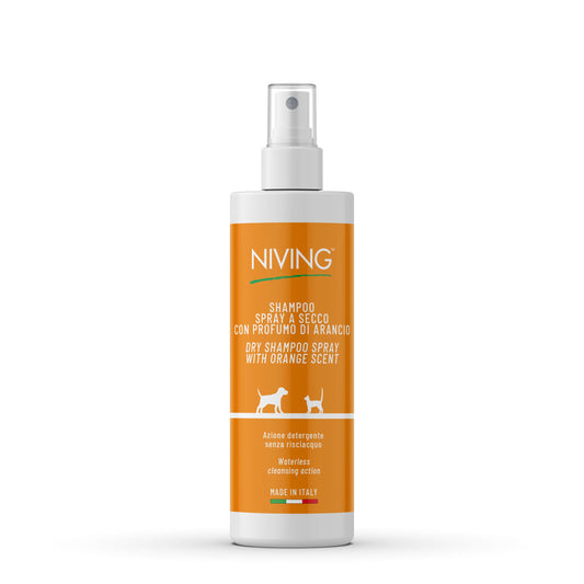 Niving | Hondenshampoo & Kattenshampoo | 250 ML | Droogshampoo | Met sinaasappelgeur