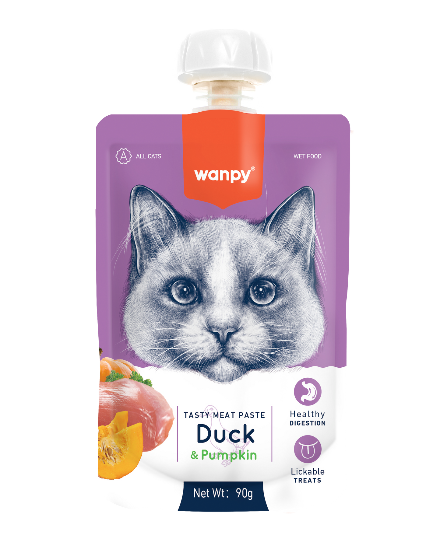 Kattensnack Tasty Meat Paste Duck & Pumpkin | Wanpy