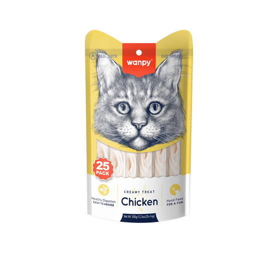 Kattensnack Creamy Lickable Treats Chicken | Voordeelpack 25 Stuks | Wanpy