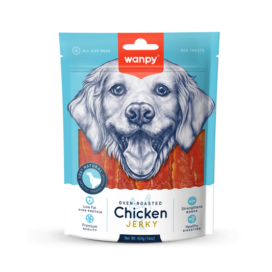 Hondensnack Oven-Roasted Chicken Jerky 454 gram | Wanpy