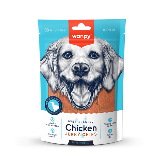 Hondensnack Oven Roasted Chicken Jerky Chips | Wanpy