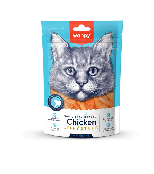 Kattensnack Soft Oven Roasted Chicken Jerky Strips | Wanpy