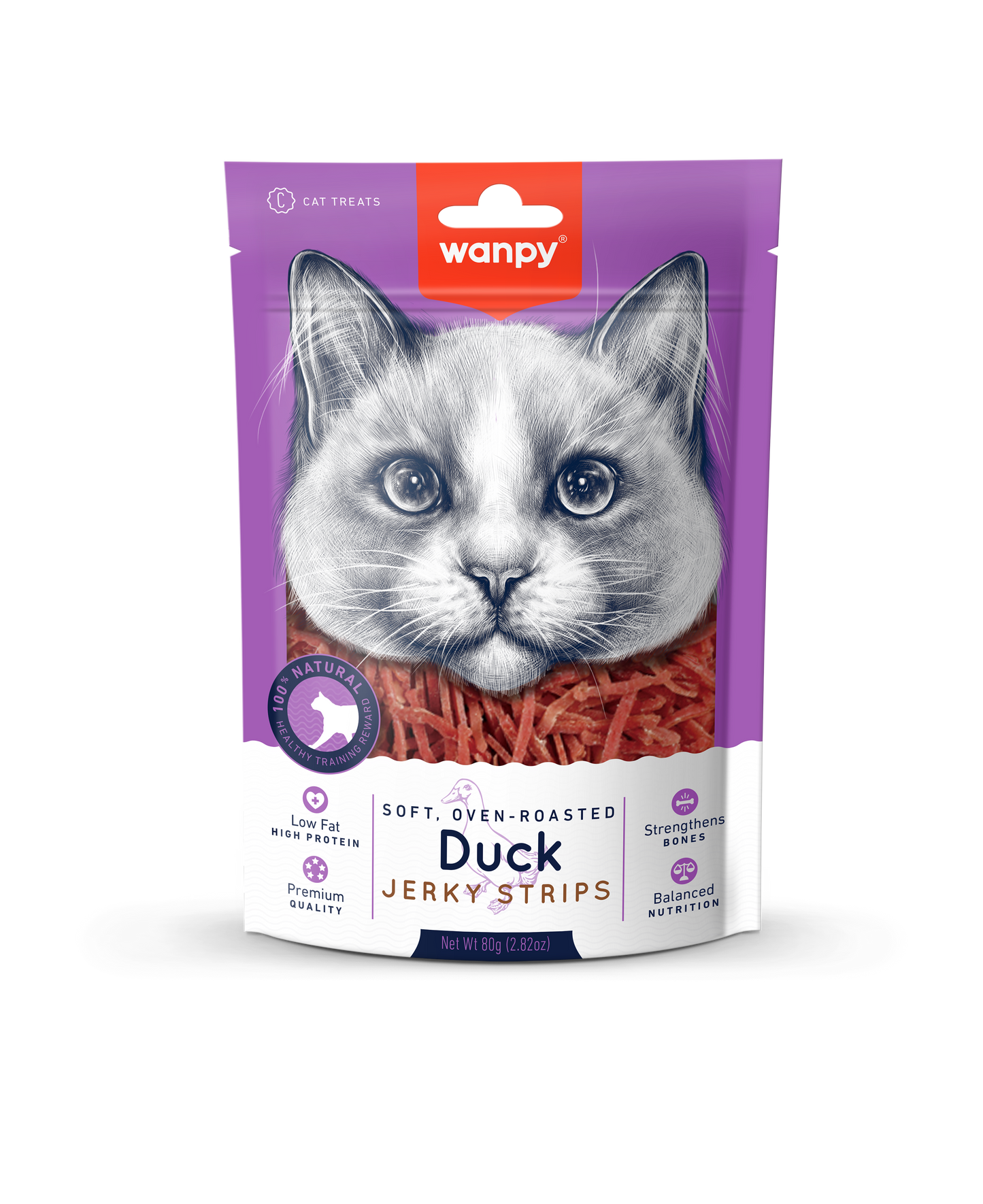 Kattensnack Soft Oven Roasted Duck Jerky Strips | Wanpy