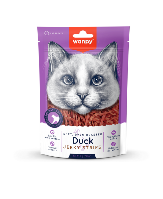 Kattensnack Soft Oven Roasted Duck Jerky Strips | Wanpy