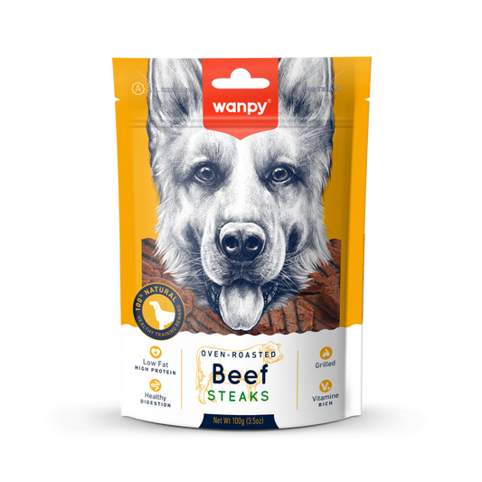 Hondensnack Oven Roasted Beef Steaks | Wanpy