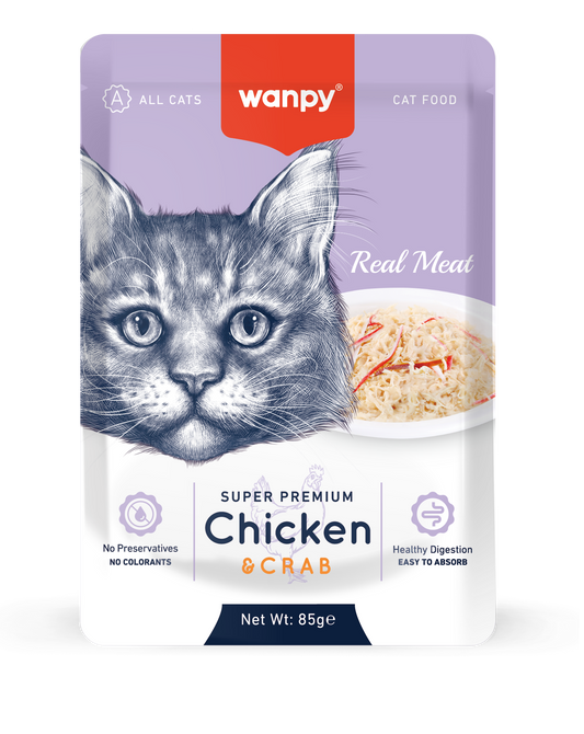 Kattenvoer Kip & Krab - Super Premium - Kattenvoer - Voordeelbundel 12 stuks | Wanpy